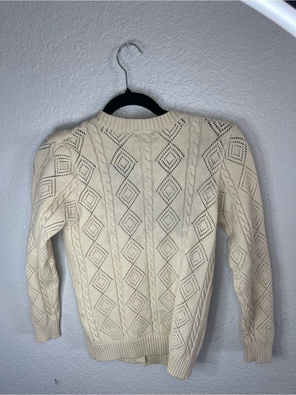 Cream Ruffle Cable Knit Button-Front Sweater - Picture 2 of 2